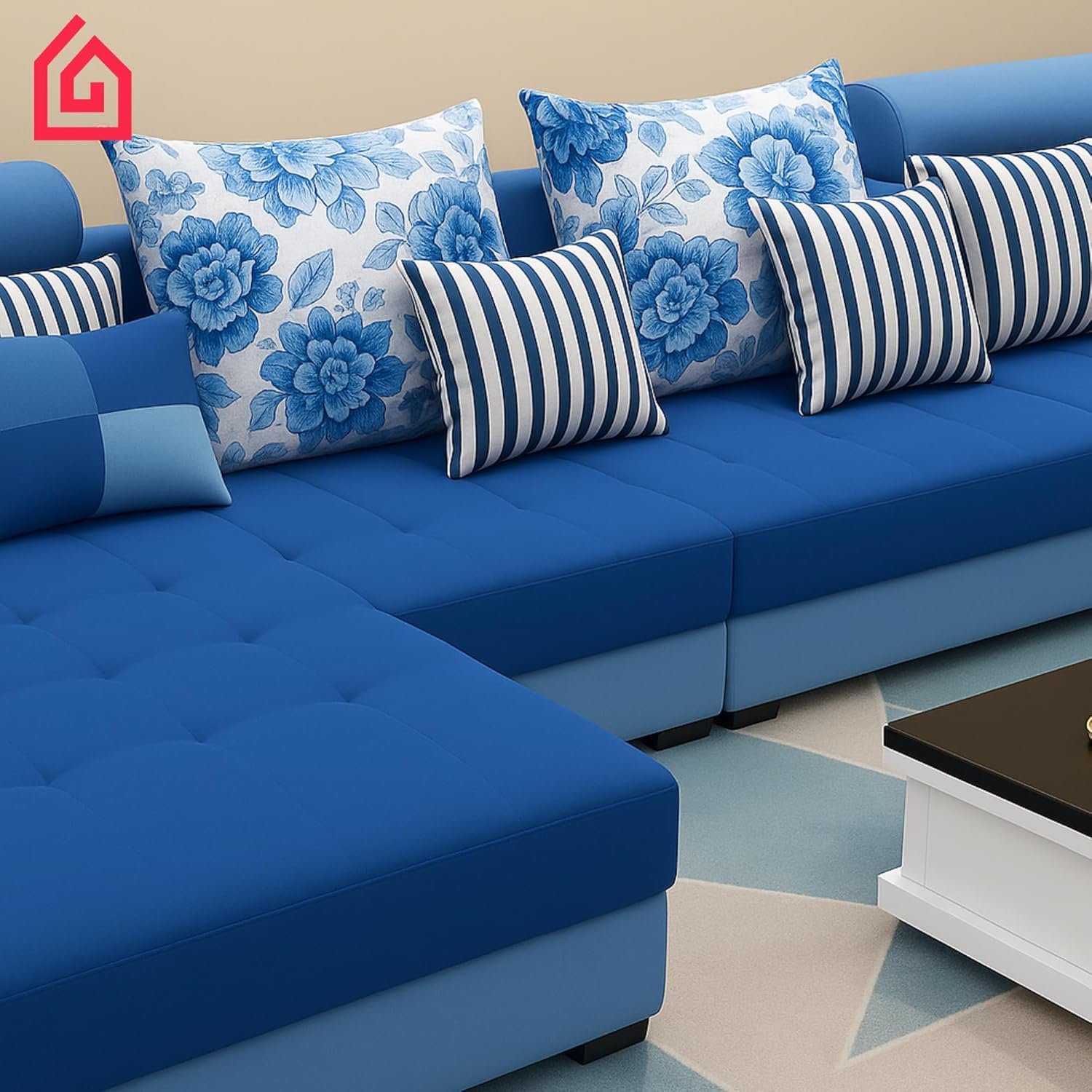 Karnak Luxury U-Shaped Sectional Sofa Set | 10-Seater Fabric Upholstered Sofa Set | Corner Couch Set | Modern Solid Wood Sofa for Large Living Room | Space Saving (Grey) - Image 15