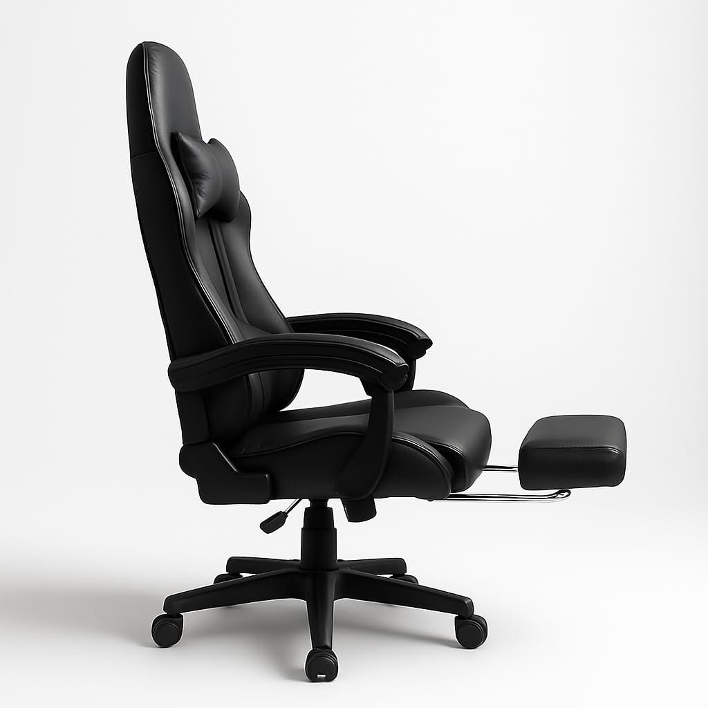 KARNAK Ergonomic Gamer Chair | High Back Gaming Chair with Retractable Footrest | Reclining Back, Adjustable Height, Neck & Lumbar Support | Office & Gaming Use (White) - Image 12
