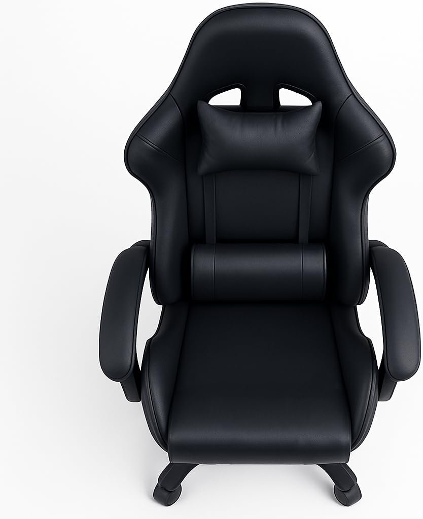 KARNAK Ergonomic Gamer Chair | High Back Gaming Chair with Retractable Footrest | Reclining Back, Adjustable Height, Neck & Lumbar Support | Office & Gaming Use (Black) - Image 2