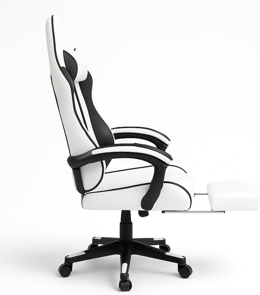 KARNAK Ergonomic Gamer Chair | High Back Gaming Chair with Retractable Footrest | Reclining Back, Adjustable Height, Neck & Lumbar Support | Office & Gaming Use (Black) - Image 14
