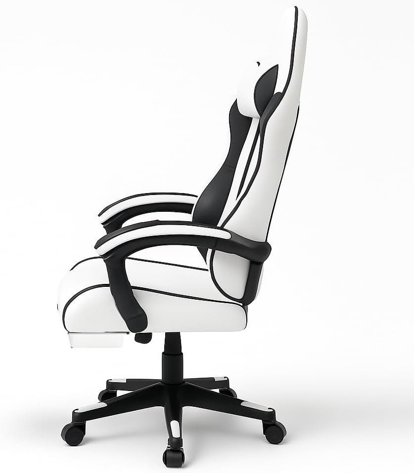 KARNAK Ergonomic Gamer Chair | High Back Gaming Chair with Retractable Footrest | Reclining Back, Adjustable Height, Neck & Lumbar Support | Office & Gaming Use (Black) - Image 15