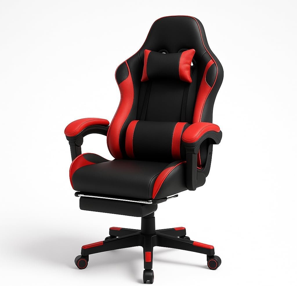 KARNAK Ergonomic Gamer Chair | High Back Gaming Chair with Retractable Footrest | Reclining Back, Adjustable Height, Neck & Lumbar Support | Office & Gaming Use (Black) - Image 17