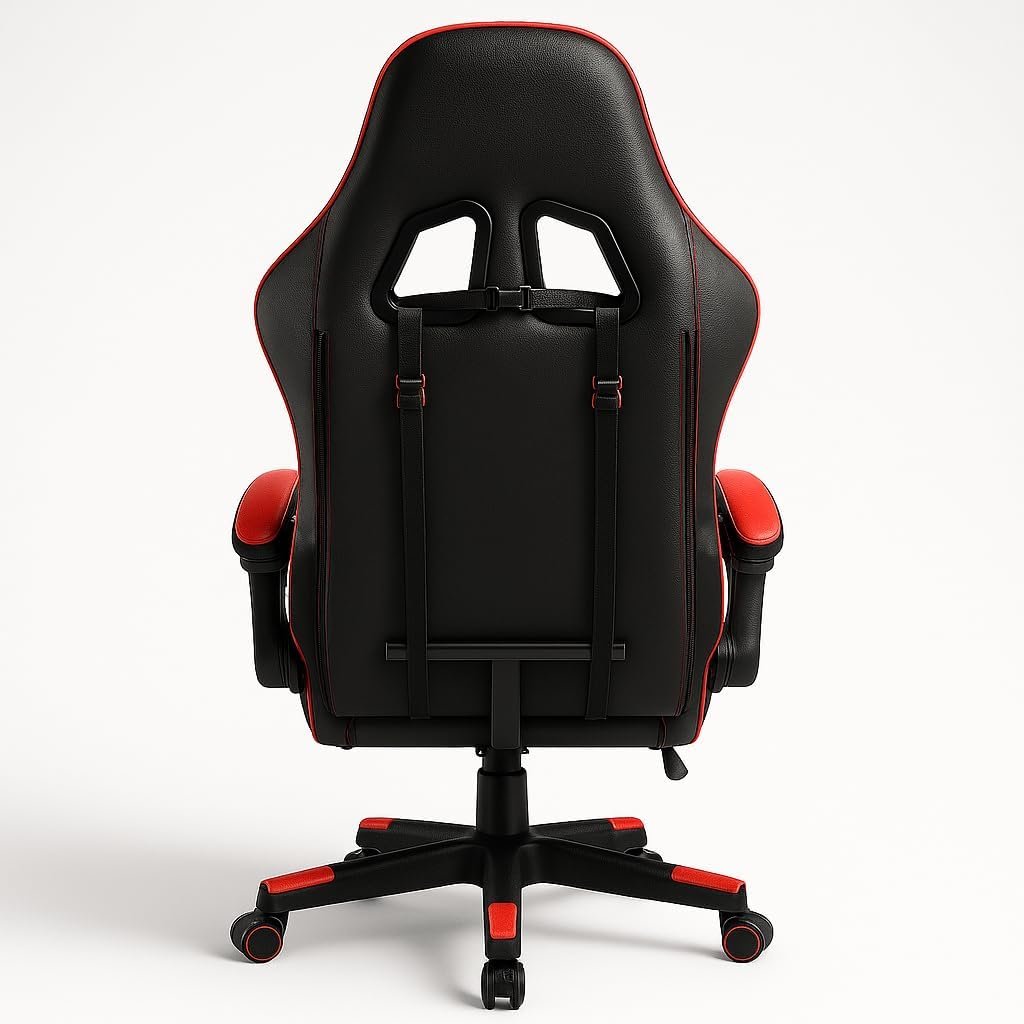 KARNAK Ergonomic Gamer Chair | High Back Gaming Chair with Retractable Footrest | Reclining Back, Adjustable Height, Neck & Lumbar Support | Office & Gaming Use (Black) - Image 20
