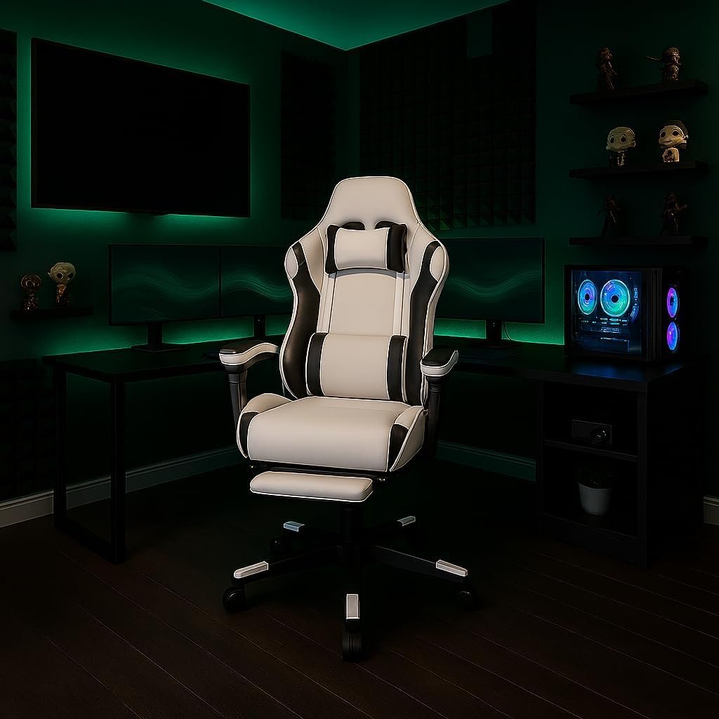 KARNAK Ergonomic Gamer Chair | High Back Gaming Chair with Retractable Footrest | Reclining Back, Adjustable Height, Neck & Lumbar Support | Office & Gaming Use (Red & Black) - Image 10