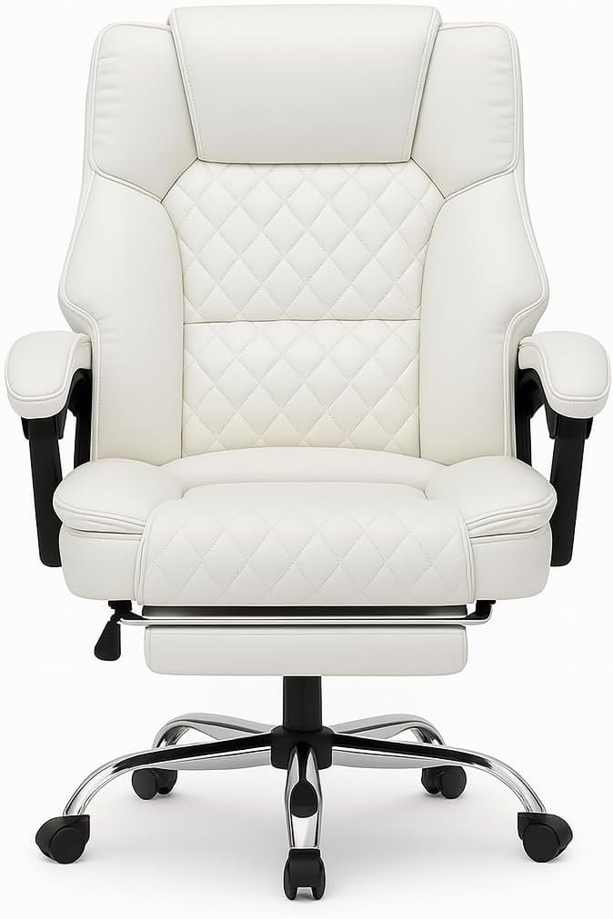 KARNAK Gaming Chair Pu Leather, High Back Swivel Chair Recliner with Lumbar Support | Adjustable Height, Silent Wheels, Diamond Stitch | Tilt Lock, Foam Padding, Chrome Base (Brown) - Image 11