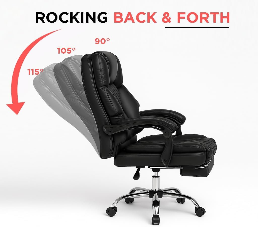 KARNAK Gaming Chair Pu Leather, High Back Swivel Chair Recliner with Lumbar Support | Adjustable Height, Silent Wheels, Diamond Stitch | Tilt Lock, Foam Padding, Chrome Base (Brown) - Image 22