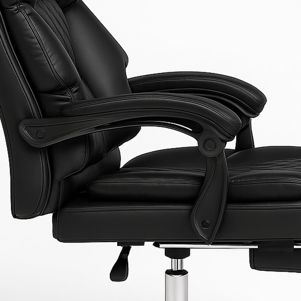 KARNAK Gaming Chair Pu Leather, High Back Swivel Chair Recliner with Lumbar Support | Adjustable Height, Silent Wheels, Diamond Stitch | Tilt Lock, Foam Padding, Chrome Base (Brown) - Image 23