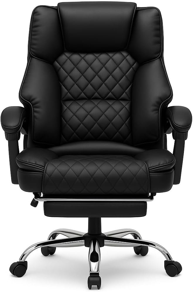 KARNAK Gaming Chair Pu Leather, High Back Swivel Chair Recliner with Lumbar Support | Adjustable Height, Silent Wheels, Diamond Stitch | Tilt Lock, Foam Padding, Chrome Base (White) - Image 19