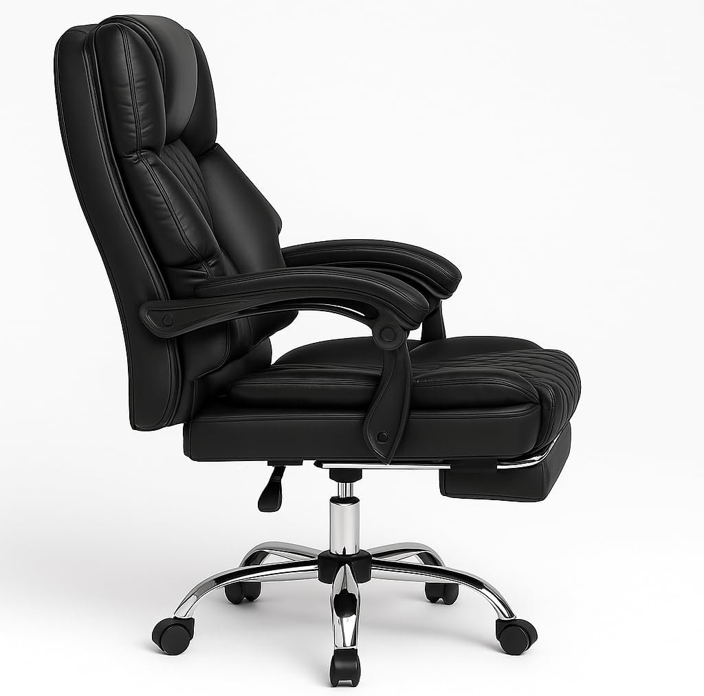 KARNAK Gaming Chair Pu Leather, High Back Swivel Chair Recliner with Lumbar Support | Adjustable Height, Silent Wheels, Diamond Stitch | Tilt Lock, Foam Padding, Chrome Base (White) - Image 24