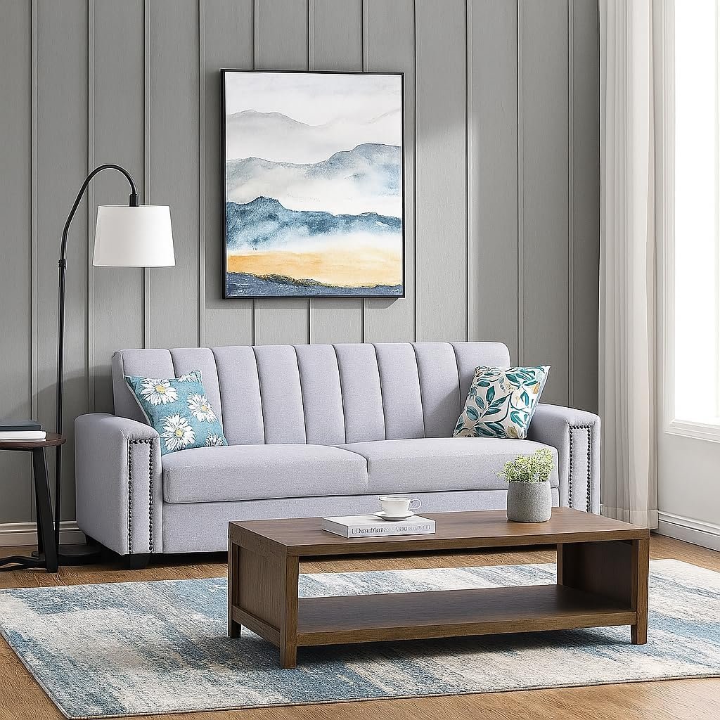 Karnak ALBA V2 Sofa Cum Bed | Modern Convertible Sleeping Fabric Couch | 3 seater sofa bed I Multipurpose Sofa Bed, Living Room furniture