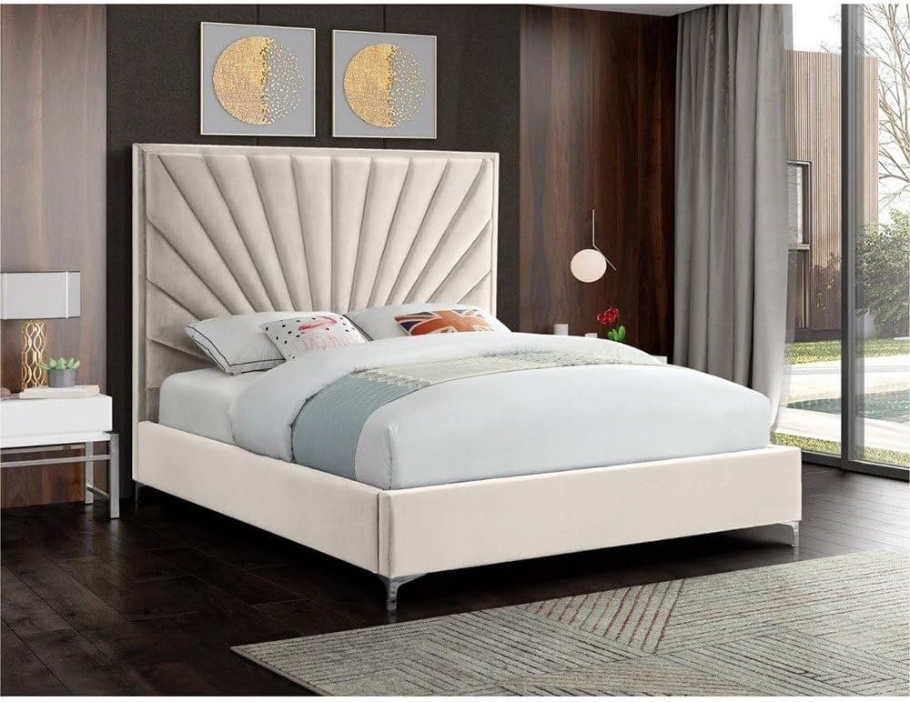 Sleepy Symphony Tufted high Headboard velvet upholstery Bed - Customizable Design for UAE Bedrooms - Image 2