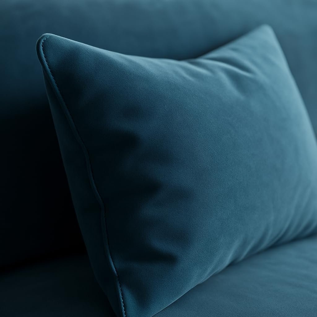 KUSTOMDECO Luxury Carol Corner Sofa 3 Seater L-Shape Velvet Sofa | Modern Arabic Furniture, Fabric Cushion Back | Wood & Metal Frame, Elegant Cotton Upholstery | Living room furniture (Blue) - Image 6