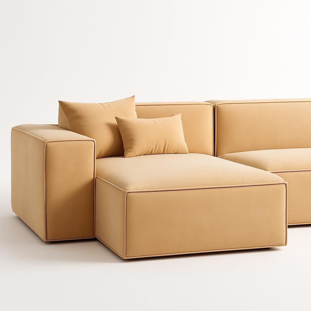 KUSTOMDECO Luxury Carol Corner Sofa 3 Seater L-Shape Velvet Sofa | Modern Arabic Furniture, Fabric Cushion Back | Wood & Metal Frame, Elegant Cotton Upholstery | Living room furniture (Blue) - Image 11