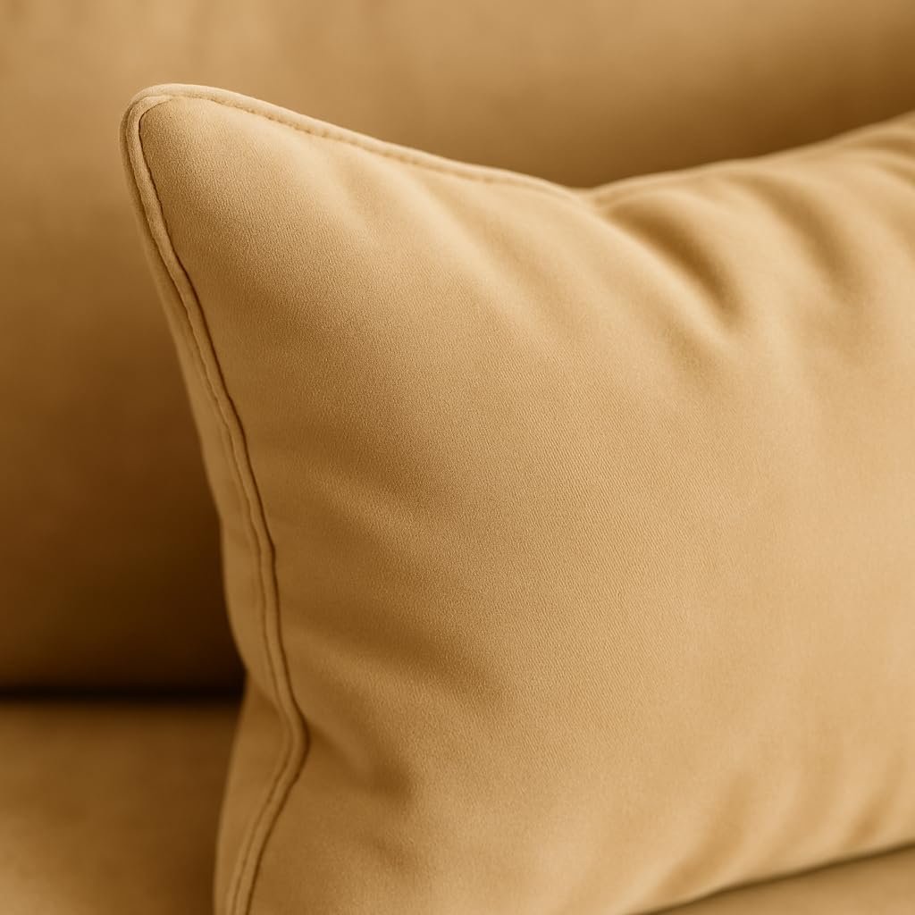 KUSTOMDECO Luxury Carol Corner Sofa 3 Seater L-Shape Velvet Sofa | Modern Arabic Furniture, Fabric Cushion Back | Wood & Metal Frame, Elegant Cotton Upholstery | Living room furniture (Blue) - Image 14