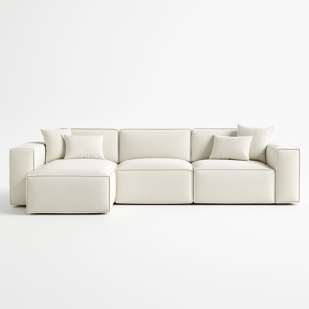 KUSTOMDECO Luxury Carol Corner Sofa 3 Seater L-Shape Velvet Sofa | Modern Arabic Furniture, Fabric Cushion Back | Wood & Metal Frame, Elegant Cotton Upholstery | Living room furniture (Blue) - Image 16