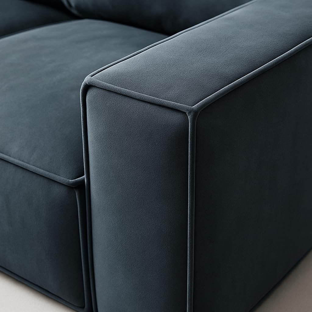 KUSTOMDECO Luxury Carol Corner Sofa 3 Seater L-Shape Velvet Sofa | Modern Arabic Furniture, Fabric Cushion Back | Wood & Metal Frame, Elegant Cotton Upholstery | Living room furniture (Blue) - Image 30