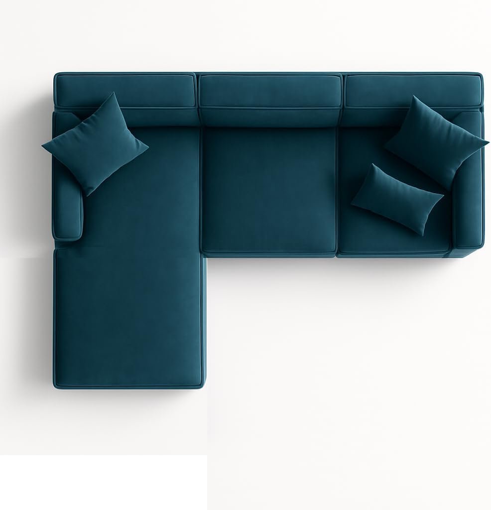 KUSTOMDECO Luxury Carol Corner Sofa 3 Seater L-Shape Velvet Sofa | Modern Arabic Furniture, Fabric Cushion Back | Wood & Metal Frame, Elegant Cotton Upholstery | Living room furniture (Gray) - Image 16