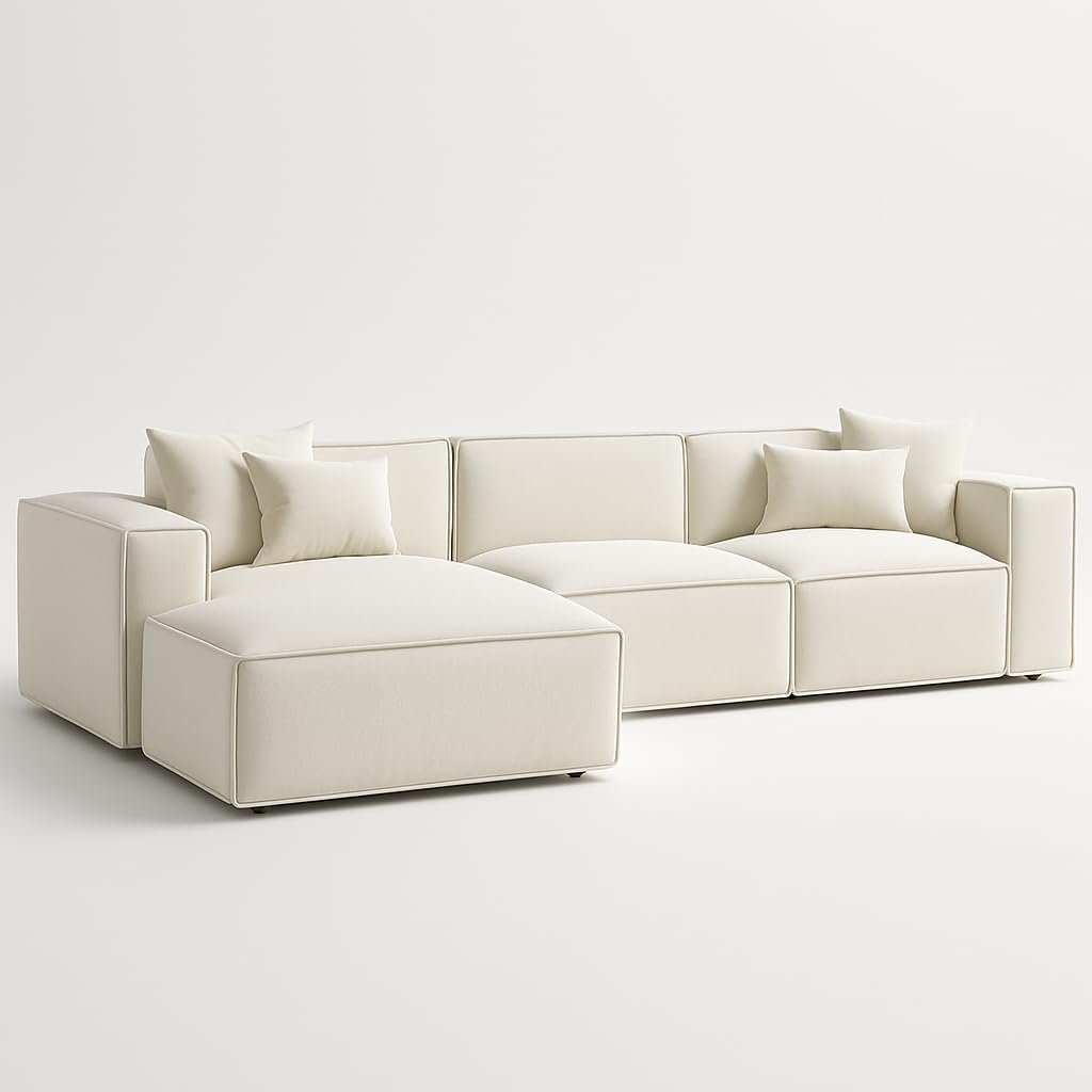 KUSTOMDECO Luxury Carol Corner Sofa 3 Seater L-Shape Velvet Sofa | Modern Arabic Furniture, Fabric Cushion Back | Wood & Metal Frame, Elegant Cotton Upholstery | Living room furniture (Gray) - Image 30