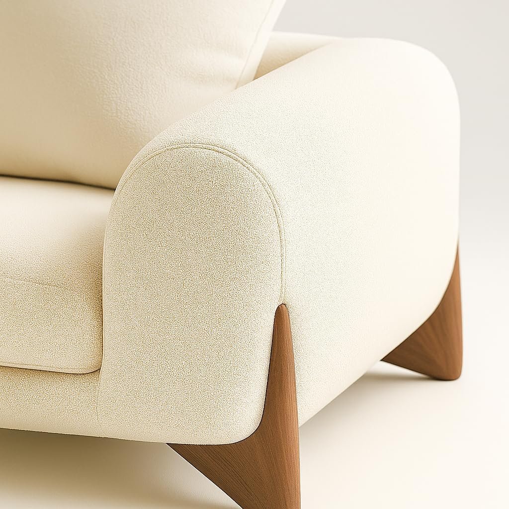KUSTOMDECO Astoria Fleece Fabric Sofa | L-Shape Sofa Set | Sectional Sofa for Living Room Furniture | Premium Soft Upholstery | Corner Couch | Cozy Modern Design (Cream) - Image 7