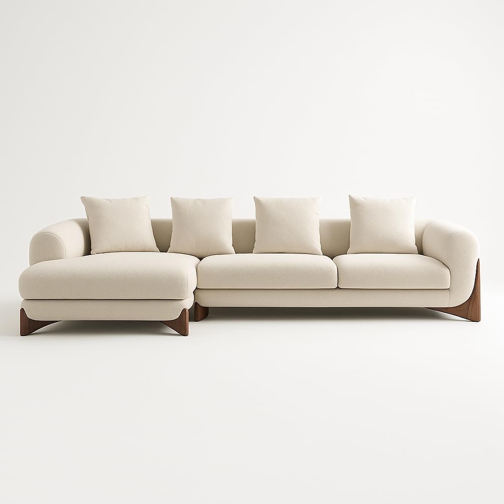 KUSTOMDECO Astoria Fleece Fabric Sofa | L-Shape Sofa Set | Sectional Sofa for Living Room Furniture | Premium Soft Upholstery | Corner Couch | Cozy Modern Design (Cream) - Image 20