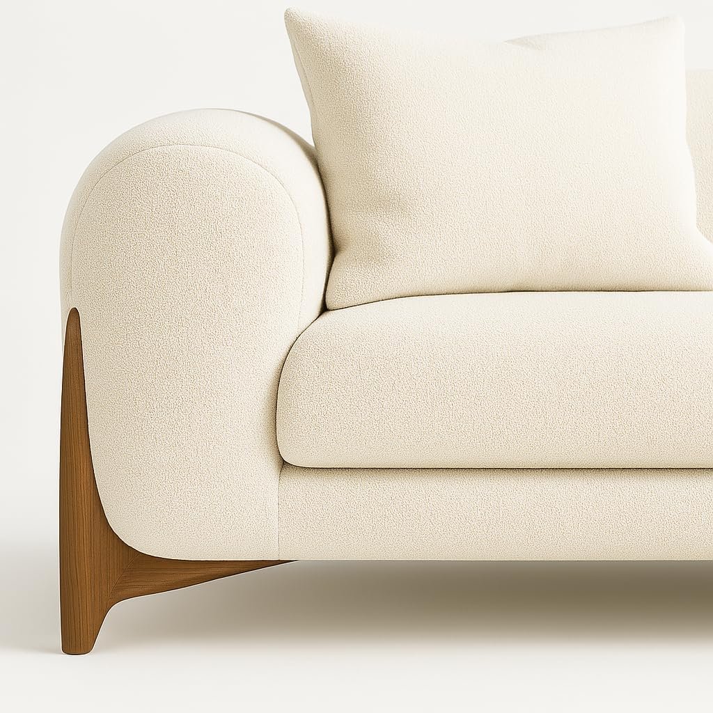 KUSTOMDECO Astoria Fleece Fabric Sofa | L-Shape Sofa Set | Sectional Sofa for Living Room Furniture | Premium Soft Upholstery | Corner Couch | Cozy Modern Design (Cream, RIGHT SIDE: 420CM) - Image 9