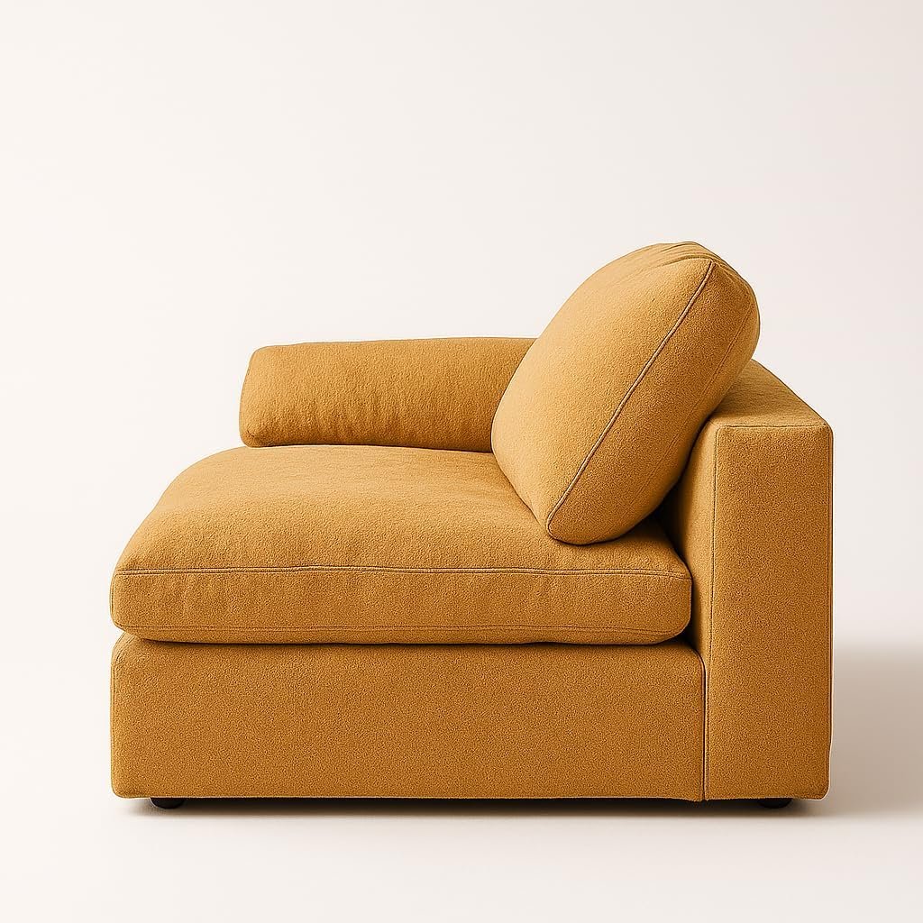 KUSTOMDECO Cloud Waterproof Sofa | Cotton Linen L-Shape Sectional Sofa for Living Room Furniture & Office | Premium Comfort and Modern Design | Kid & Pet Friendly (Feather, Beige) - Image 4