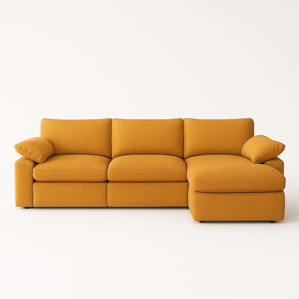 KUSTOMDECO Cloud Waterproof Sofa | Cotton Linen L-Shape Sectional Sofa for Living Room Furniture & Office | Premium Comfort and Modern Design | Kid & Pet Friendly (Feather, Beige) - Image 5