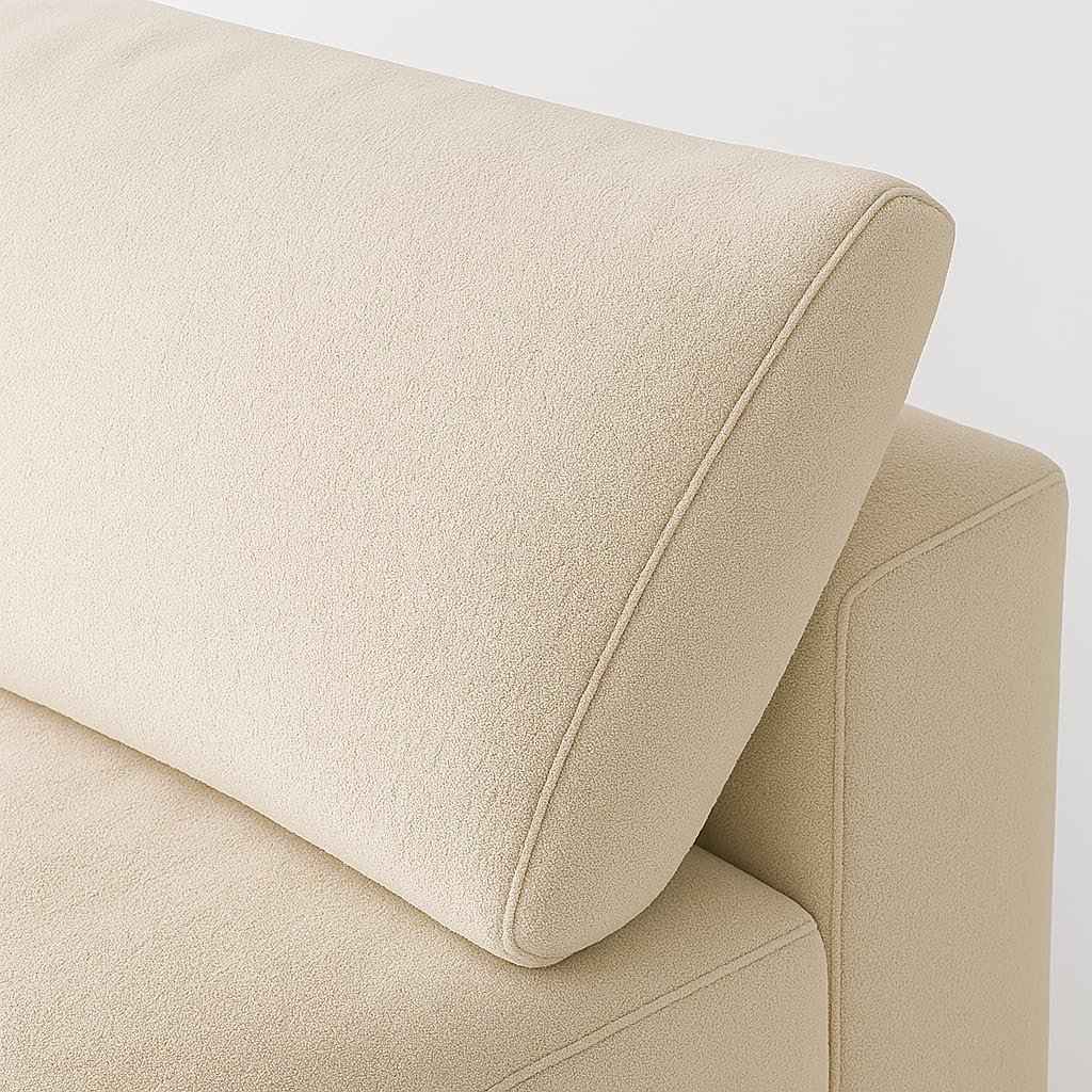 KUSTOMDECO Cloud Waterproof Sofa | Cotton Linen L-Shape Sectional Sofa for Living Room Furniture & Office | Premium Comfort and Modern Design | Kid & Pet Friendly (Feather, Beige) - Image 21