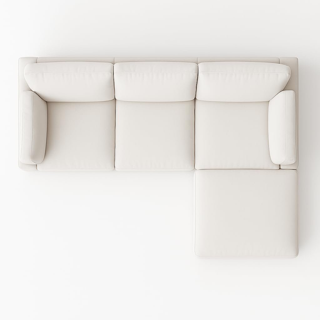 KUSTOMDECO Cloud Waterproof Sofa | Cotton Linen L-Shape Sectional Sofa for Living Room Furniture & Office | Premium Comfort and Modern Design | Kid & Pet Friendly (Feather, Beige) - Image 23