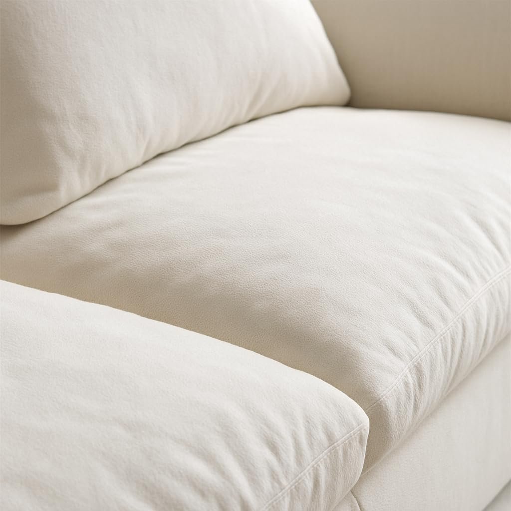 KUSTOMDECO Cloud Waterproof Sofa | Cotton Linen L-Shape Sectional Sofa for Living Room Furniture & Office | Premium Comfort and Modern Design | Kid & Pet Friendly (Feather, Beige) - Image 29
