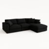 KUSTOMDECO Cloud Waterproof Sofa | Cotton Linen L-Shape Sectional Sofa for Living Room Furniture & Office | Premium Comfort and Modern Design | Kid & Pet Friendly (Feather, Black)