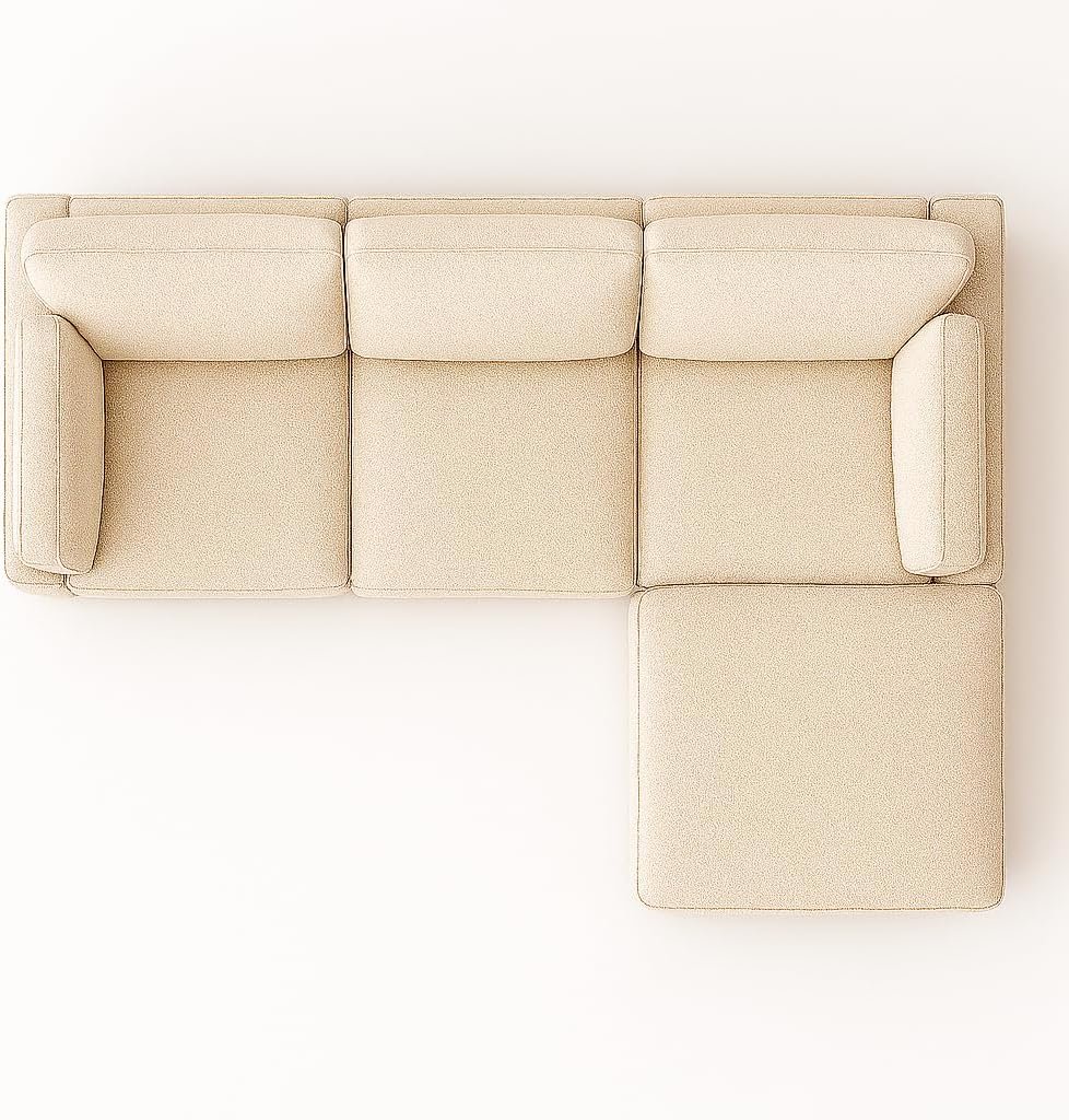 KUSTOMDECO Cloud Waterproof Sofa | Cotton Linen L-Shape Sectional Sofa for Living Room Furniture & Office | Premium Comfort and Modern Design | Kid & Pet Friendly (Cream) - Image 2