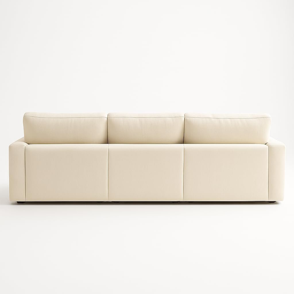 KUSTOMDECO Cloud Waterproof Sofa | Cotton Linen L-Shape Sectional Sofa for Living Room Furniture & Office | Premium Comfort and Modern Design | Kid & Pet Friendly (Cream) - Image 3