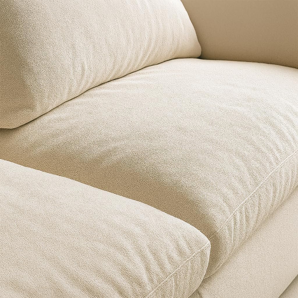 KUSTOMDECO Cloud Waterproof Sofa | Cotton Linen L-Shape Sectional Sofa for Living Room Furniture & Office | Premium Comfort and Modern Design | Kid & Pet Friendly (Cream) - Image 6