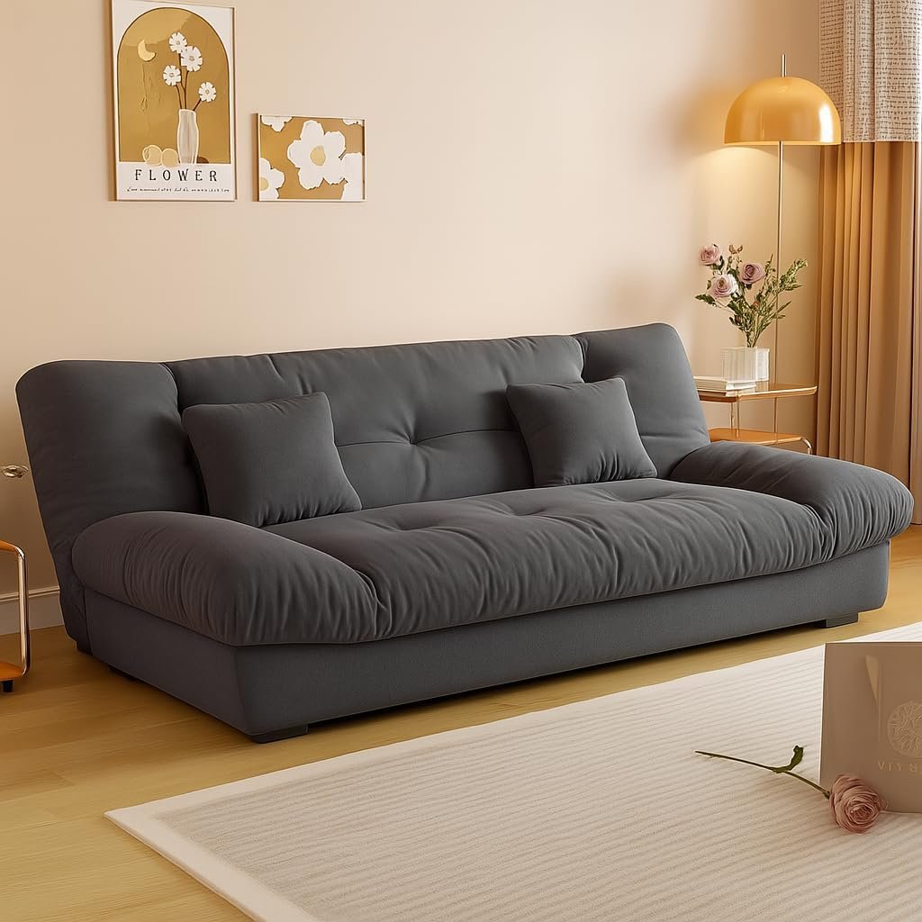 KUSTOMDECO Luxury 3-Seater Fabric Sofa Bed | Modern Convertible Couch Convertible Fabric Folding Sofa for Living Room Furniture, Guest Room & Bedroom | Space-Saving Tufted Design (Baby Blue) - Image 17