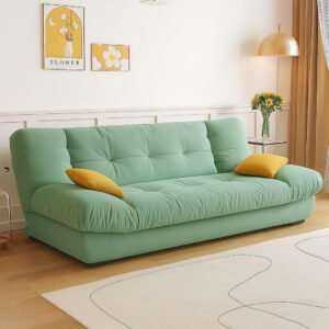 KUSTOMDECO Luxury 3-Seater Fabric Sofa Bed | Modern Convertible Couch Convertible Fabric Folding Sofa for Living Room Furniture, Guest Room & Bedroom | Space-Saving Tufted Design (Green)