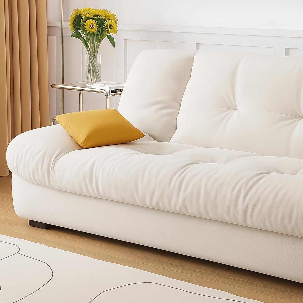 KUSTOMDECO Luxury 3-Seater Fabric Sofa Bed | Modern Convertible Couch Convertible Fabric Folding Sofa for Living Room Furniture, Guest Room & Bedroom | Space-Saving Tufted Design (White) - Image 2