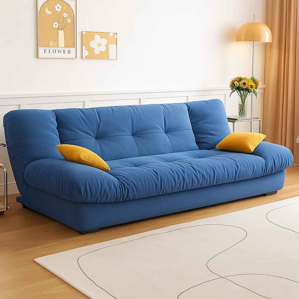 KUSTOMDECO Luxury 3-Seater Fabric Sofa Bed | Modern Convertible Couch Convertible Fabric Folding Sofa for Living Room Furniture, Guest Room & Bedroom | Space-Saving Tufted Design (White) - Image 15