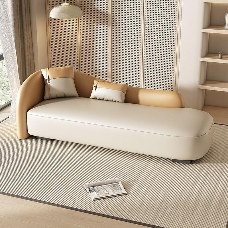 Curved Back Cushioned Chaise Lounge - Elegant Upholstered Chaise Lounge Chair, Custom Design for Living or Bedroom