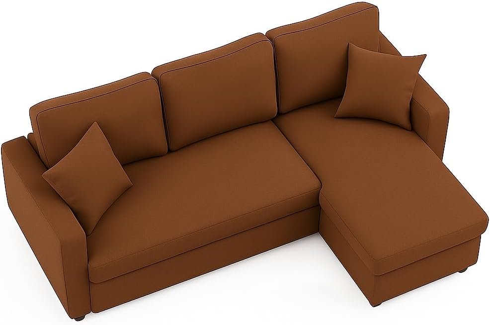 Hunter 3-Seater L-Shaped Sofa Cum Bed with Storage | Convertible Fabric Corner Couch for Living Room Furniture | Cushion Back | Track Arms & Metal Frame | Blue (Gray) - Image 11