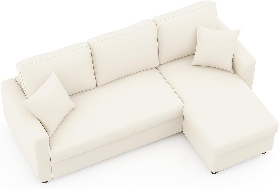 Hunter 3-Seater L-Shaped Sofa Cum Bed with Storage | Convertible Fabric Corner Couch for Living Room Furniture | Cushion Back | Track Arms & Metal Frame | Blue (Gray) - Image 19