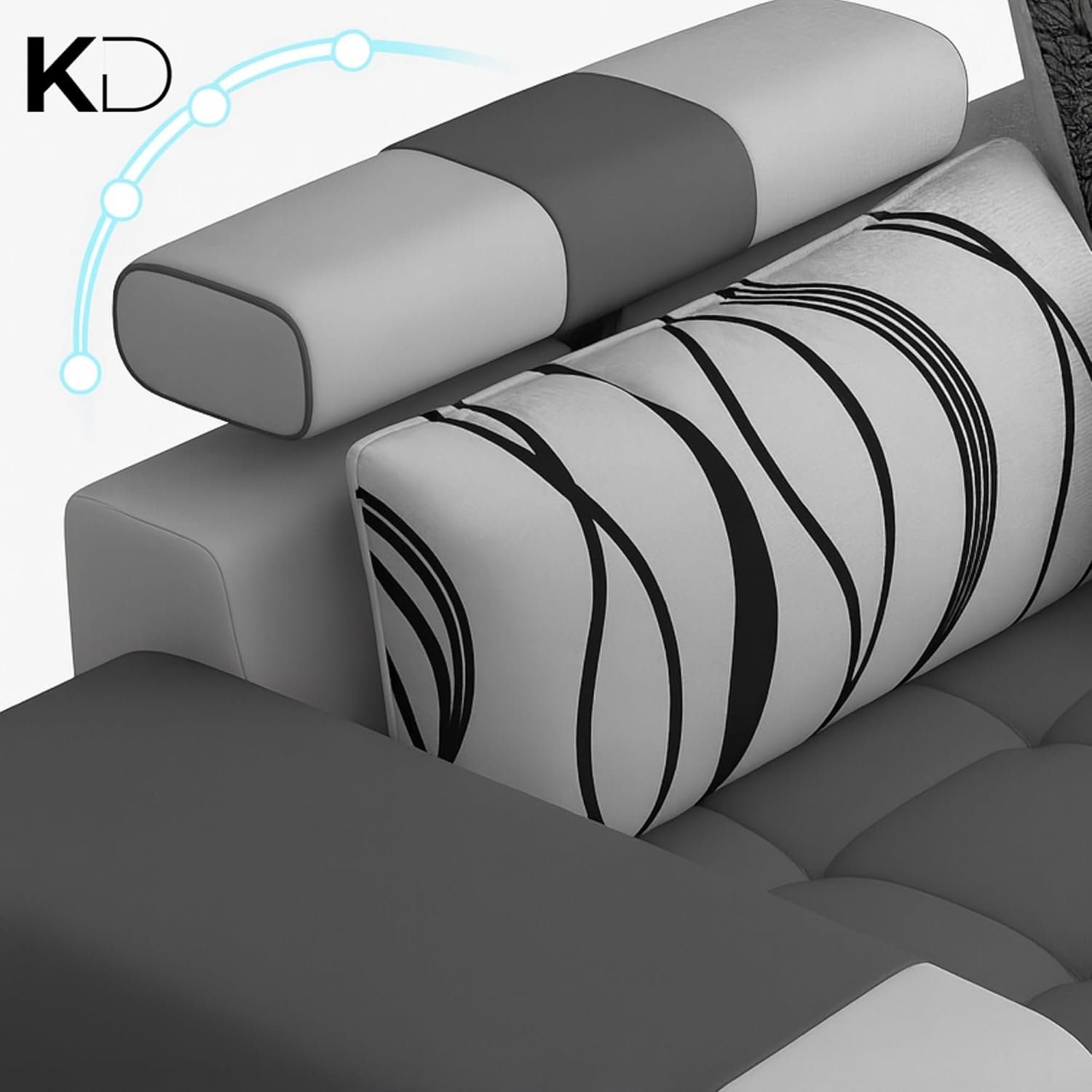 KUSTOMDECO Modern U-Shaped Sectional Sofa Set | Luxury Fabric Upholstered 10-Seater Solid Wood Sofa for Spacious Living Room Furniture (GREY) - Image 4