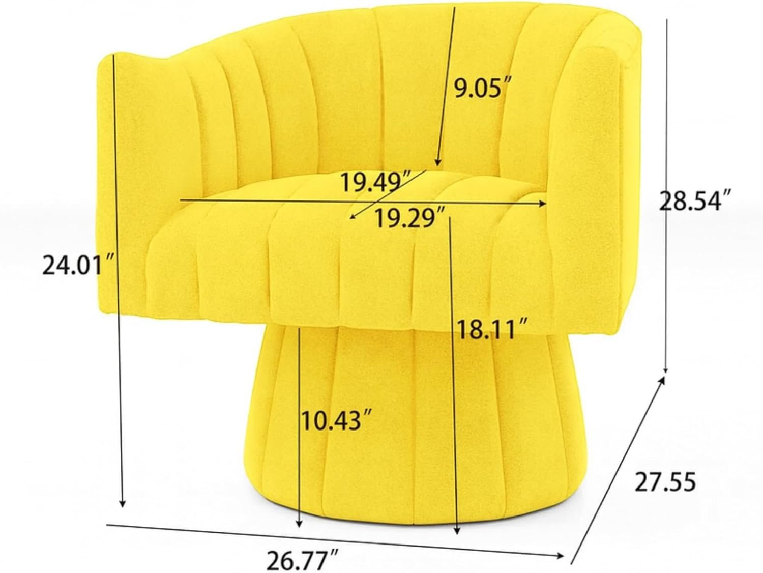 KUSTOMDECO 360° Swivel Velvet Barrel Accent Chair | Mid-Century Round Sofa Chair with Upholstered Cushion armchair for living room, Bedroom, Office, Small, Pumpkin Design (Beige) - Image 8