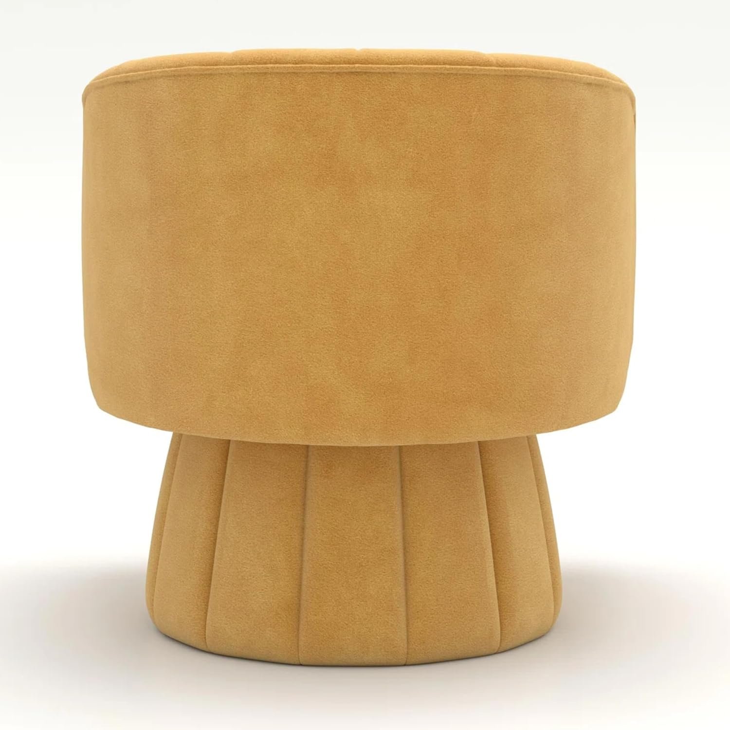 KUSTOMDECO 360° Swivel Velvet Barrel Accent Chair | Mid-Century Round Sofa Chair with Upholstered Cushion armchair for living room, Bedroom, Office, Small, Pumpkin Design (Beige) - Image 18