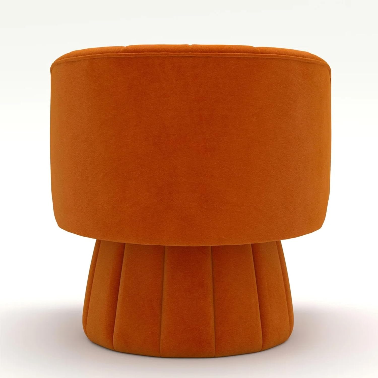 KUSTOMDECO 360° Swivel Velvet Barrel Accent Chair | Mid-Century Round Sofa Chair with Upholstered Cushion armchair for living room, Bedroom, Office, Small, Pumpkin Design (Orange) - Image 5
