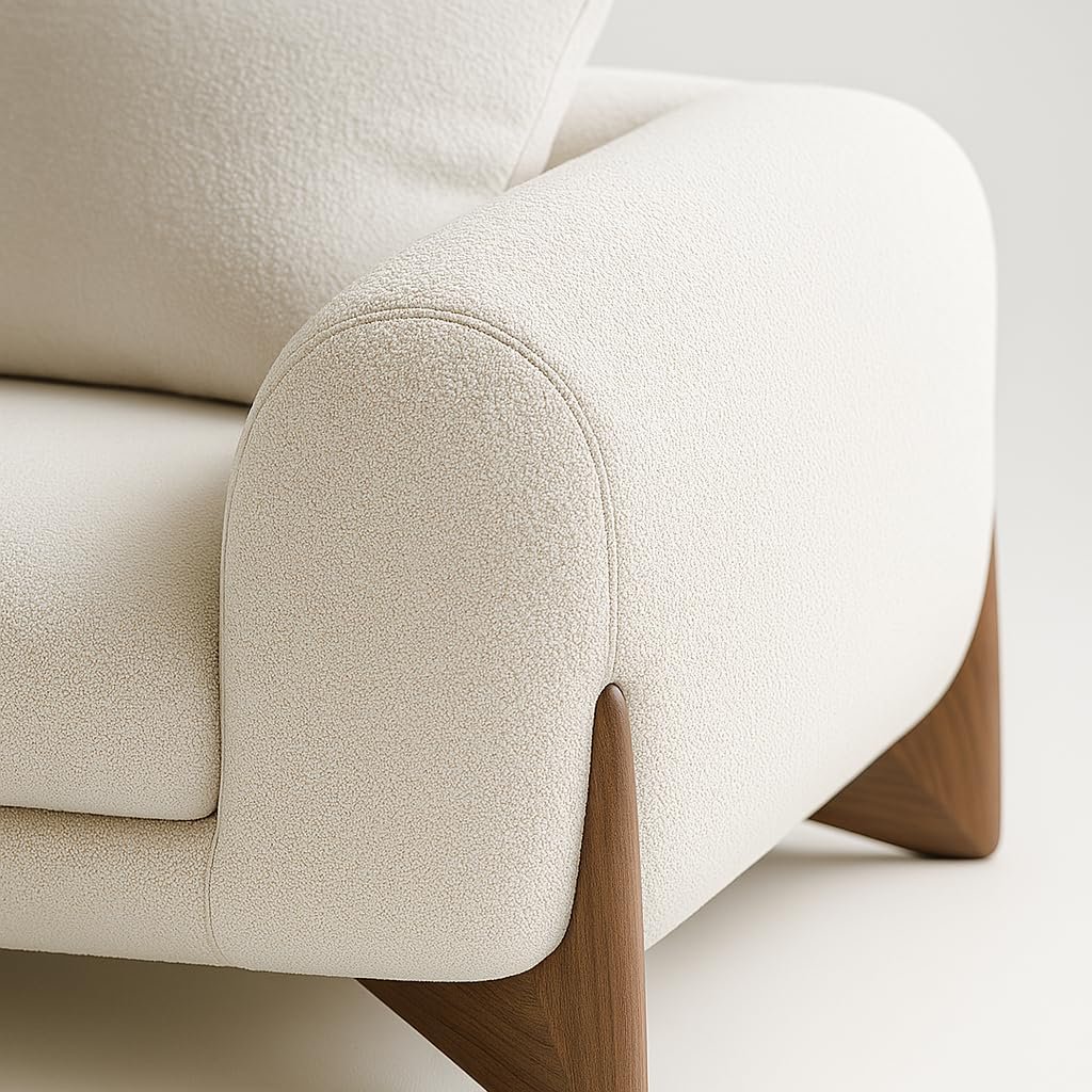 KUSTOMDECO Astoria Fleece Fabric Sofa | L-Shape Sofa Set | Sectional Sofa for Living Room Furniture | Premium Soft Upholstery | Corner Couch | Cozy Modern Design (Off White, LEFT SIDE: 380CM) - Image 9