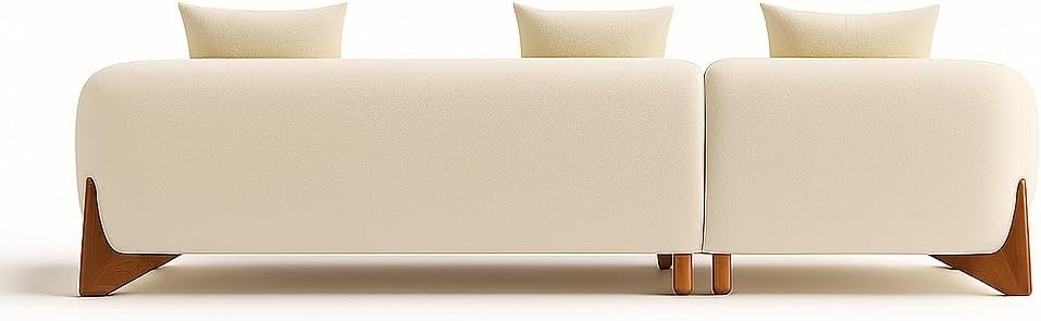 KUSTOMDECO Astoria Fleece Fabric Sofa | L-Shape Sofa Set | Sectional Sofa for Living Room Furniture | Premium Soft Upholstery | Corner Couch | Cozy Modern Design (Off White, LEFT SIDE: 380CM) - Image 13