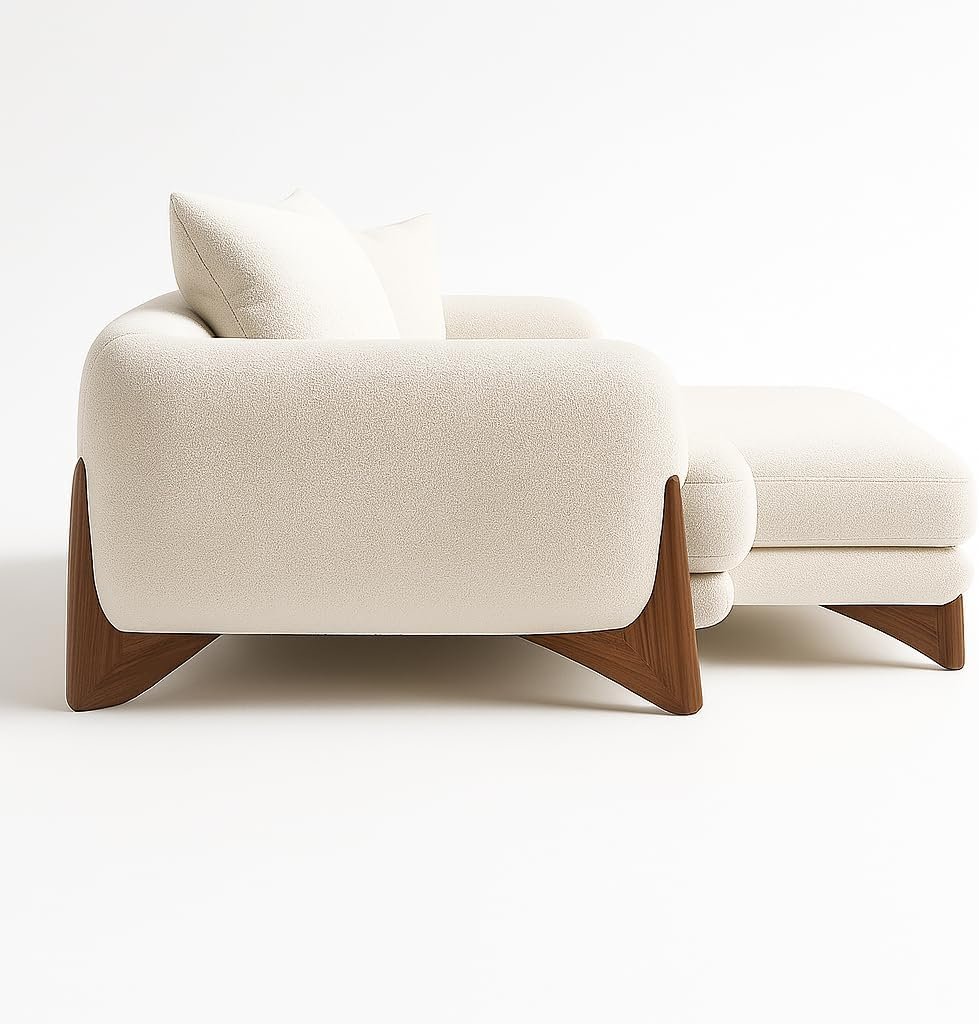KUSTOMDECO Astoria Fleece Fabric Sofa | L-Shape Sofa Set | Sectional Sofa for Living Room Furniture | Premium Soft Upholstery | Corner Couch | Cozy Modern Design (Off White, LEFT SIDE: 420CM) - Image 2