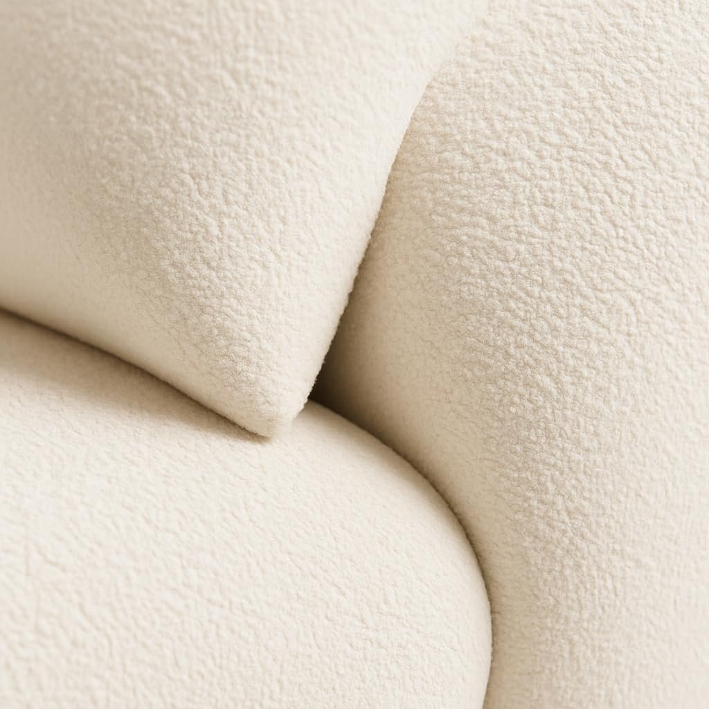 KUSTOMDECO Astoria Fleece Fabric Sofa | L-Shape Sofa Set | Sectional Sofa for Living Room Furniture | Premium Soft Upholstery | Corner Couch | Cozy Modern Design (Off White, LEFT SIDE: 420CM) - Image 8