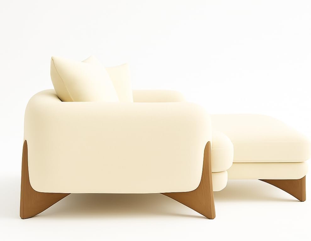KUSTOMDECO Astoria Fleece Fabric Sofa | L-Shape Sofa Set | Sectional Sofa for Living Room Furniture | Premium Soft Upholstery | Corner Couch | Cozy Modern Design (Off White, LEFT SIDE: 420CM) - Image 14